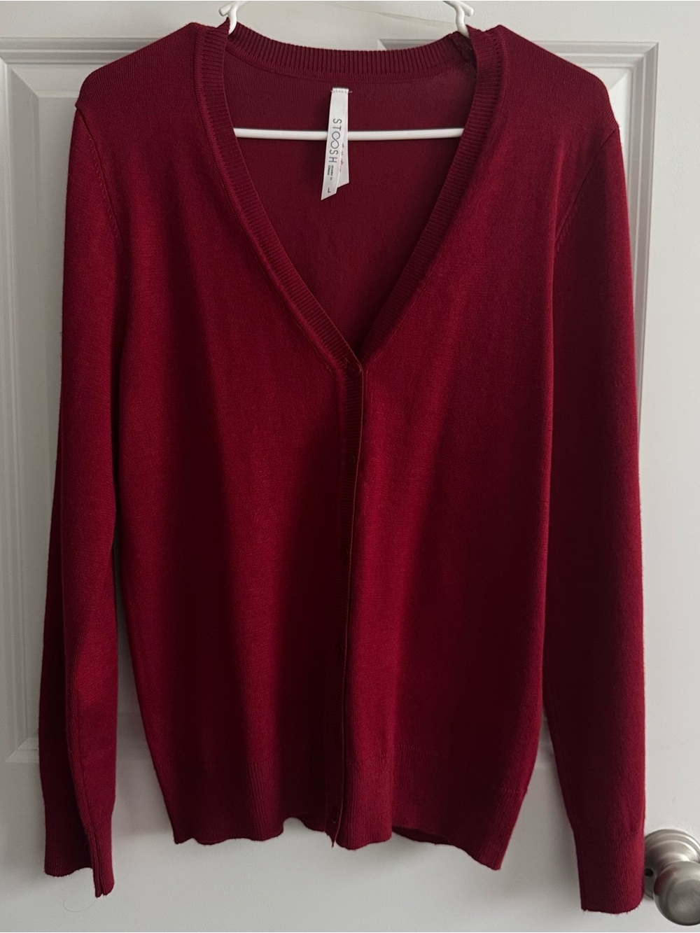 Stoosh Burgundy V-Neck Sweater Cardigan